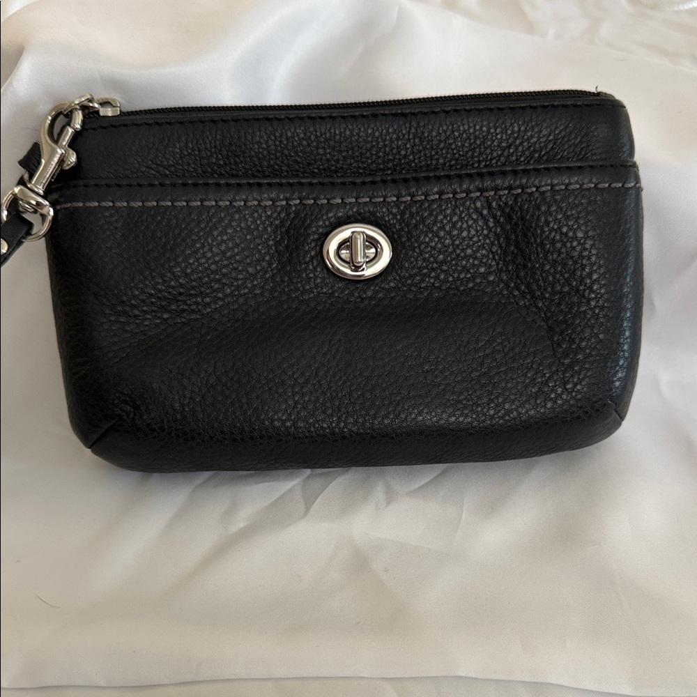 Coach Black Leather Wristlet